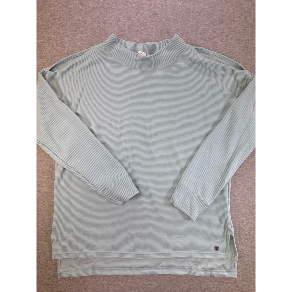 Ideology Womens Mint Green Ribbed Mock Neck Cold Shoulder Top Large